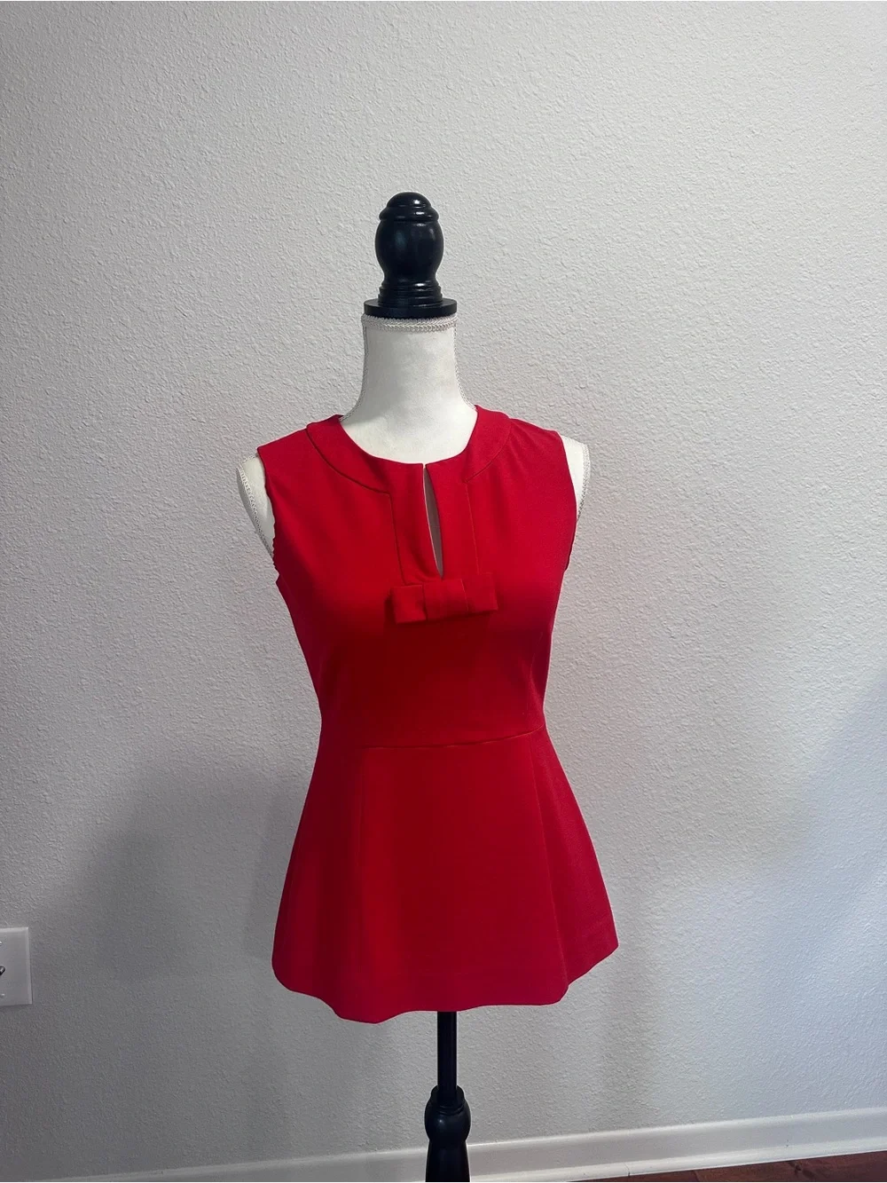 kate spade Sleeveless Red Bow-Front Peplum Blouse
